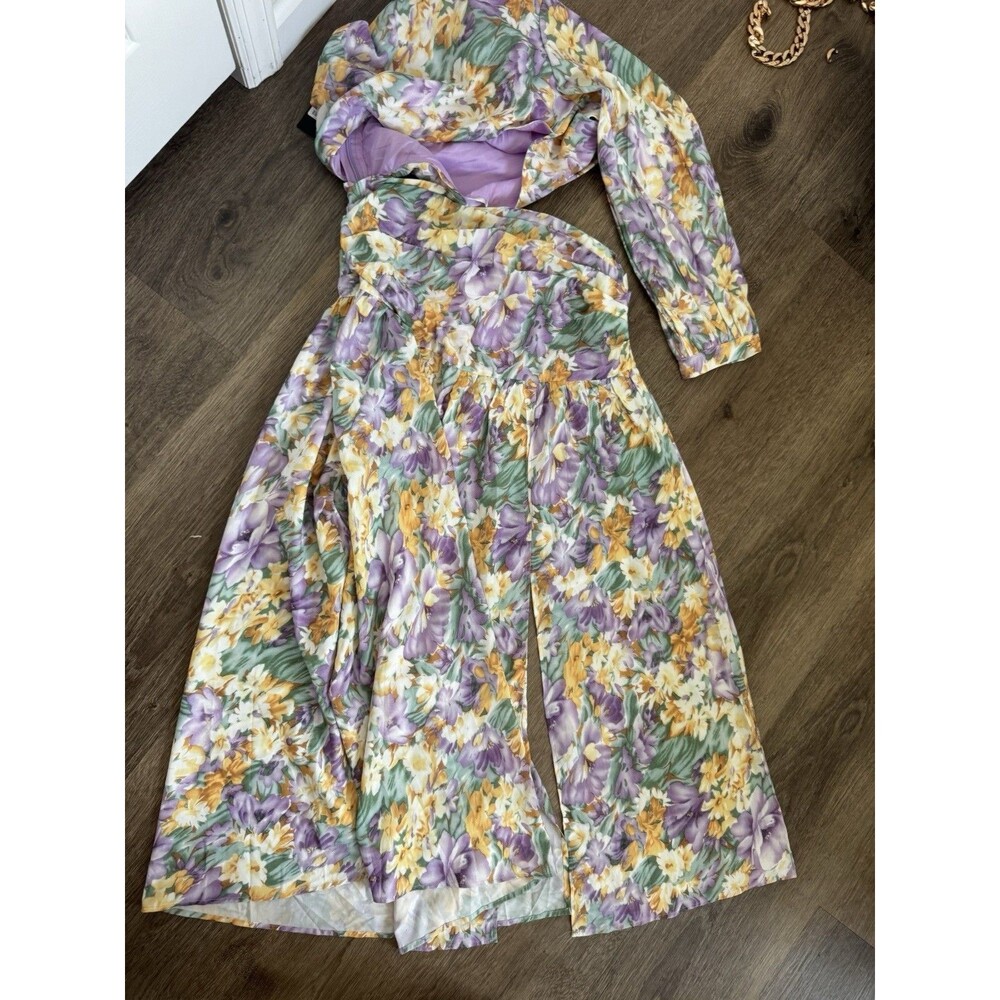 NET Fashion Nova Dress Maxi One Sleeve Cuts Floral Medium - Picture 6 of 6